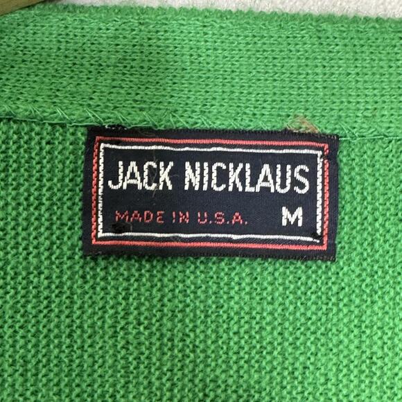 Vintage Jack Nicklaus Sweater Mens Medium Button Cardigan Golf Bear USA 80s - Picture 3 of 11